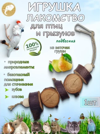 Игрушка для попугаев и грызунов из веточек груши