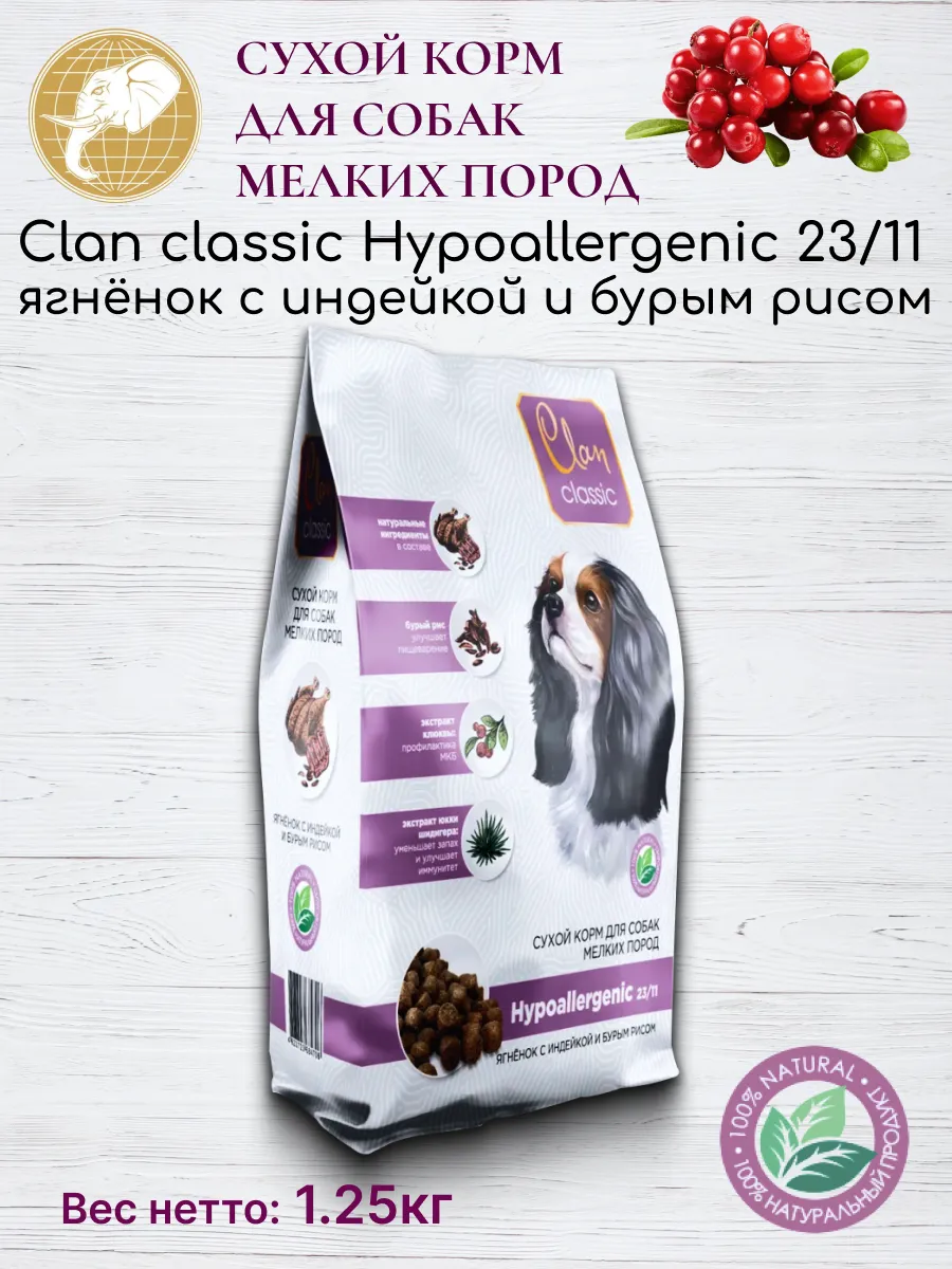 Сухой корм для собак мелких пород, гипоаллергенный, 1.25кг